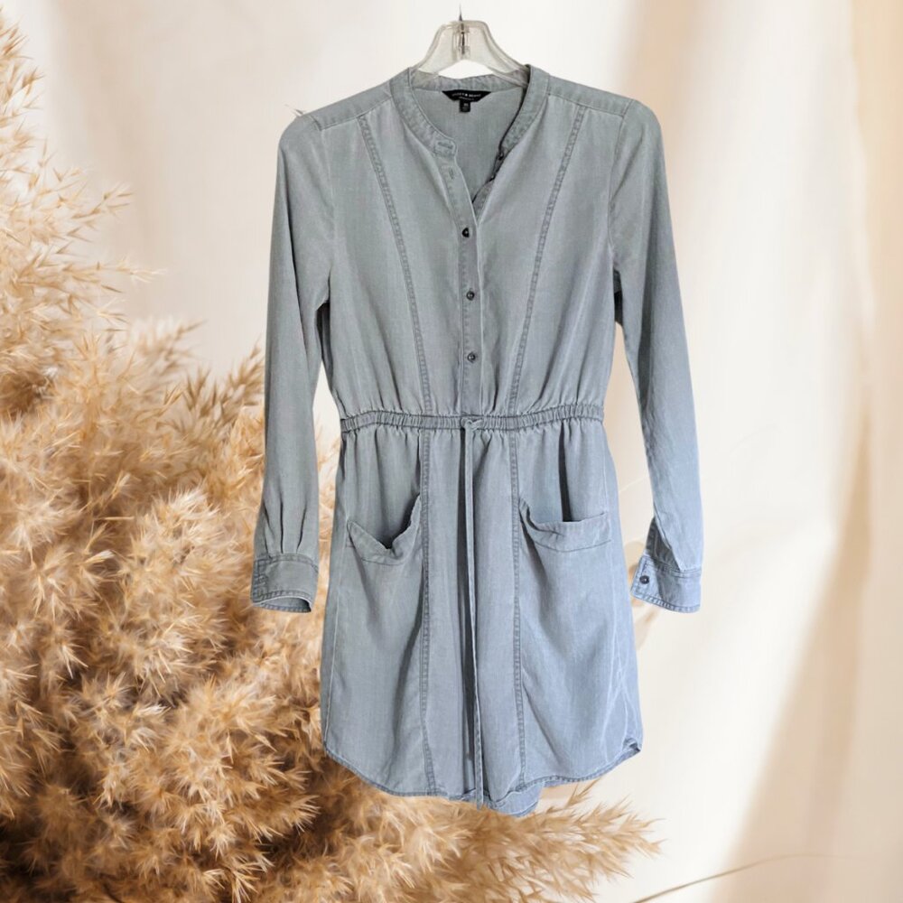 Lucky Brand Long-Sleeve Denim Dress — Wild Garden Edit (XS)